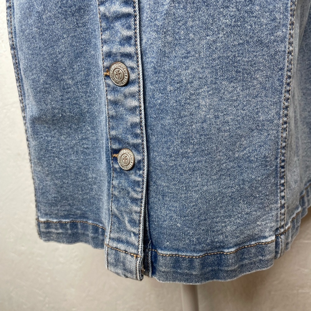 NWT Frye Denim Button Front Mini Dress Sleeveless Western Coastal Festival XLg - Picture 11 of 15